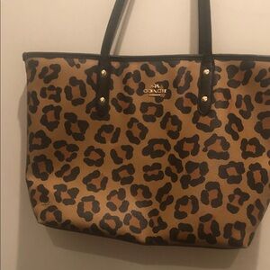 Coach Tan and Black Leopard Tote